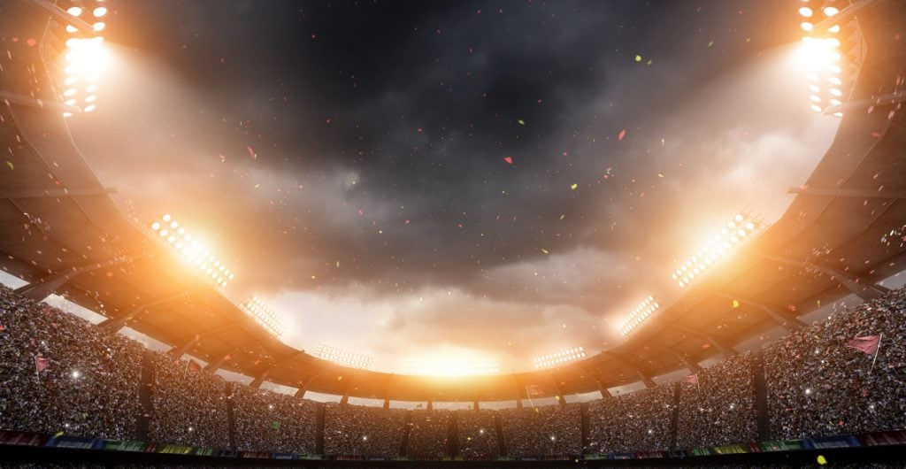 Libertadores: estádio de futebol com torcida em êxtase.