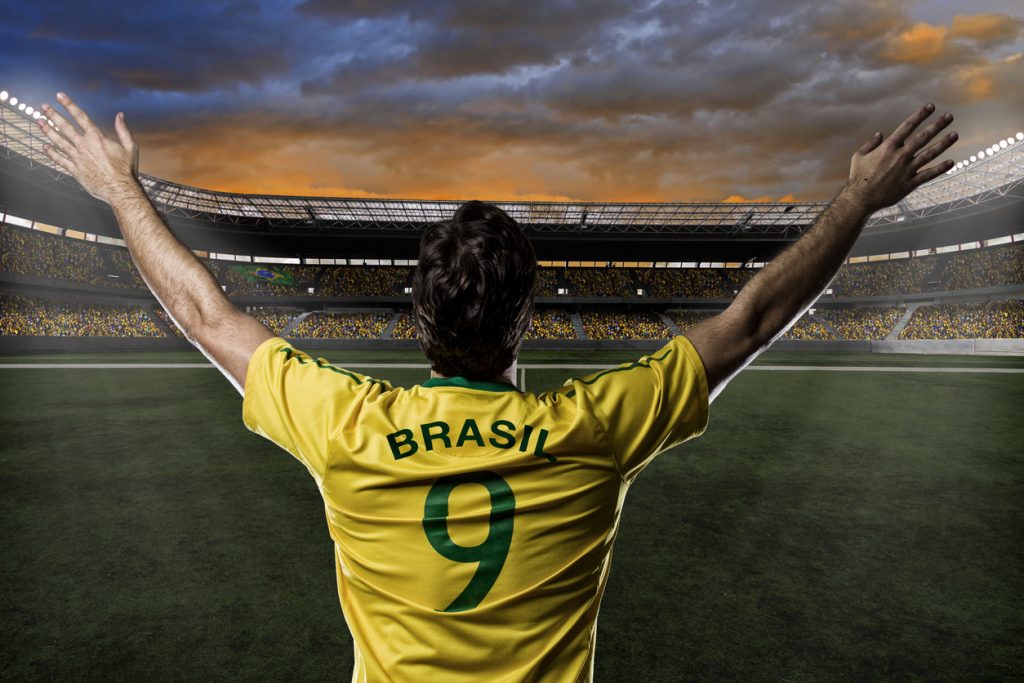 Seleção brasileira: representação, jogador do brasil celebrando (iStock).